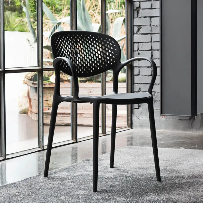 Abby Connubia® Fauteuil empilable en polypropylène recyclé avec dossier microperforé> Chaise De Cuisine|Chaise De Salle à Manger