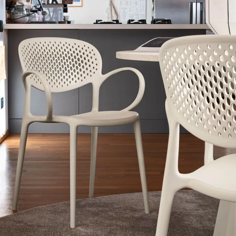 Abby Connubia® Fauteuil empilable en polypropylène recyclé avec dossier microperforé> Chaise De Cuisine|Chaise De Salle à Manger