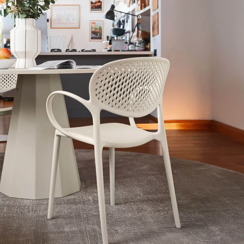 Abby Connubia® Fauteuil empilable en polypropylène recyclé avec dossier microperforé> Chaise De Cuisine|Chaise De Salle à Manger