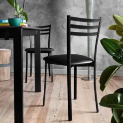 Ace 1320 Chaise de cuisine en métal avec assise en simili rembourrée><noscript><img width=