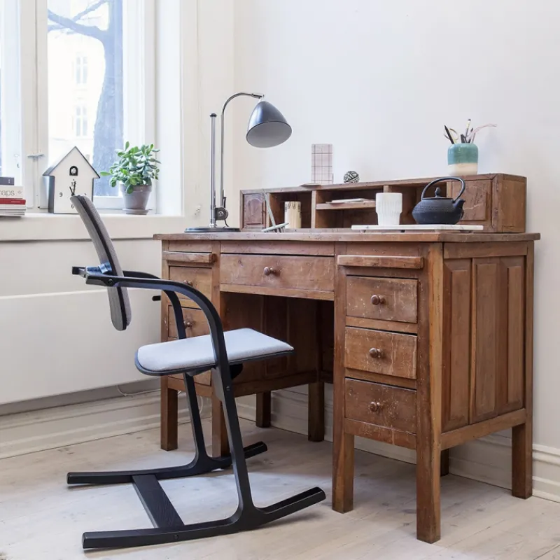 Varier Actulum ® Fauteuil de bureau ergonomique à bascule en tissu et bois> Chaise De Bureau|Chaise Salon