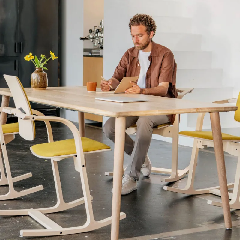 Varier Actulum ® Fauteuil de bureau ergonomique à bascule en tissu et bois> Chaise De Bureau|Chaise Salon