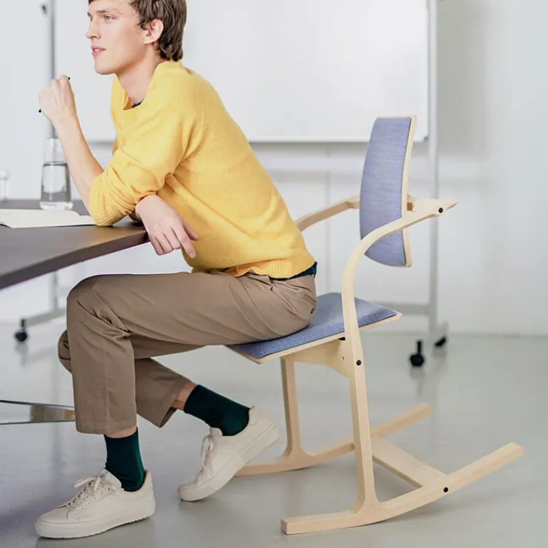 Varier Actulum ® Fauteuil de bureau ergonomique à bascule en tissu et bois> Chaise De Bureau|Chaise Salon
