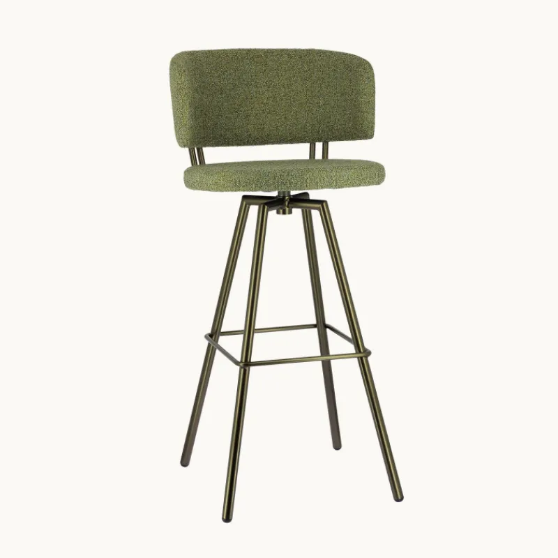 Perfecta Adagio Tabouret de bar moderne pivotant en tissu et pieds métal> Tabouret De Bar (assise +/- 80 Cm)