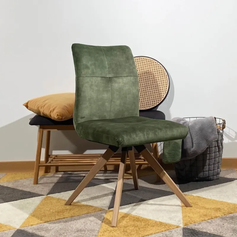 Adèle Chaise en tissu pivotante confortable avec pieds bois> Chaise De Salle à Manger|Chaise De Bureau