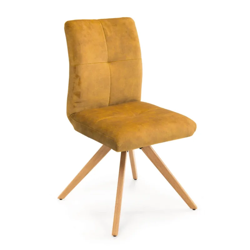 Adèle Chaise en tissu pivotante confortable avec pieds bois> Chaise De Salle à Manger|Chaise De Bureau