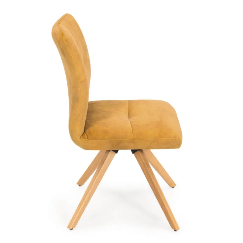 Adèle Chaise en tissu pivotante confortable avec pieds bois> Chaise De Salle à Manger|Chaise De Bureau