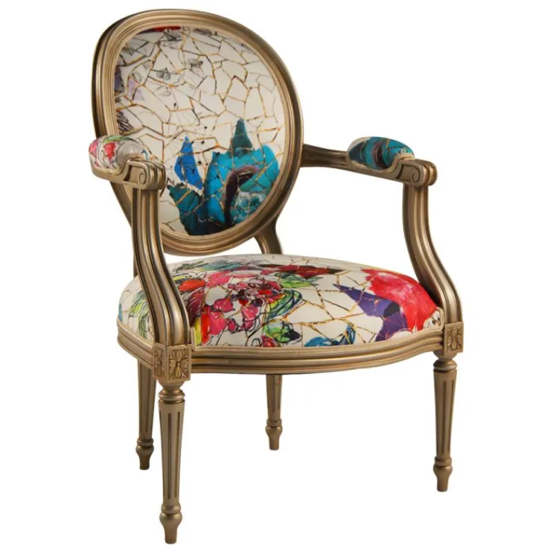 Paget Adrien Fauteuil Louis XVI médaillon revisité fabrication française> Fauteuil De Salon