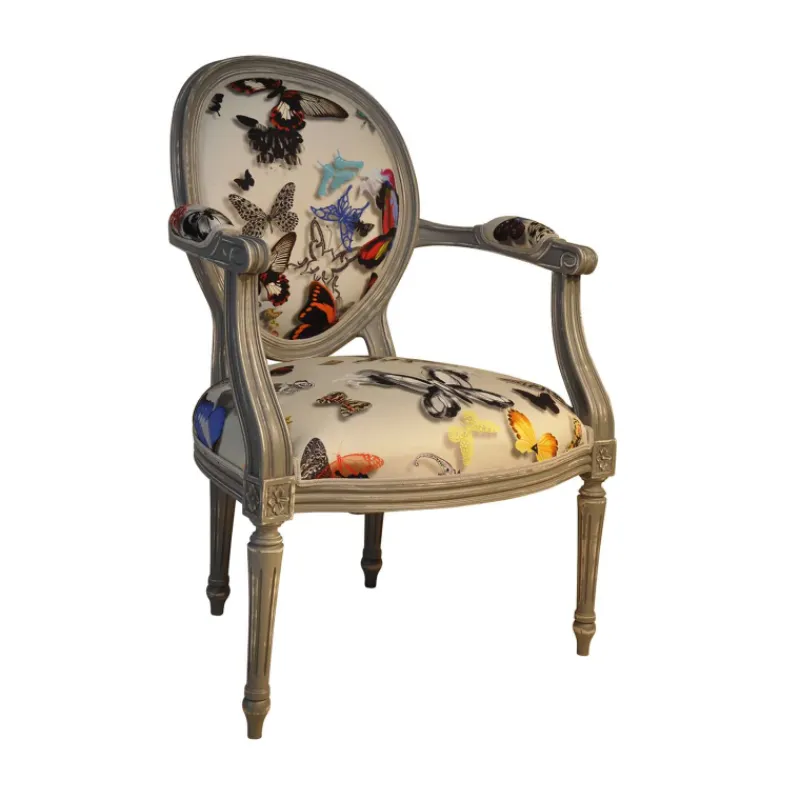 Paget Adrien Fauteuil Louis XVI médaillon revisité fabrication française> Fauteuil De Salon