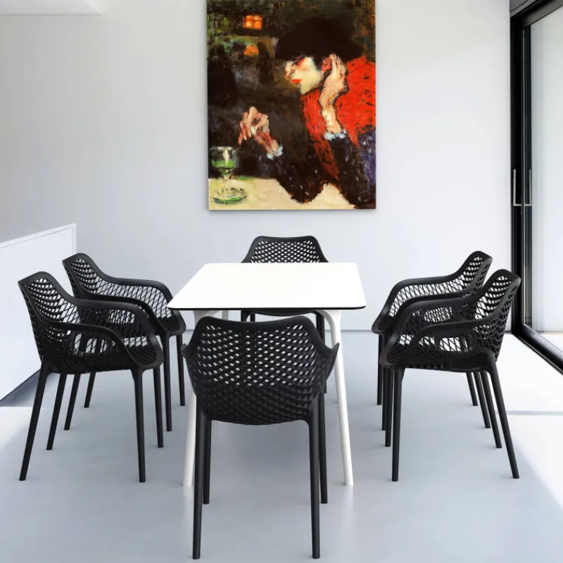 Air XL Fauteuil moderne empilable ajouré en polypropylène> Chaise De Cuisine|Chaise De Salle à Manger