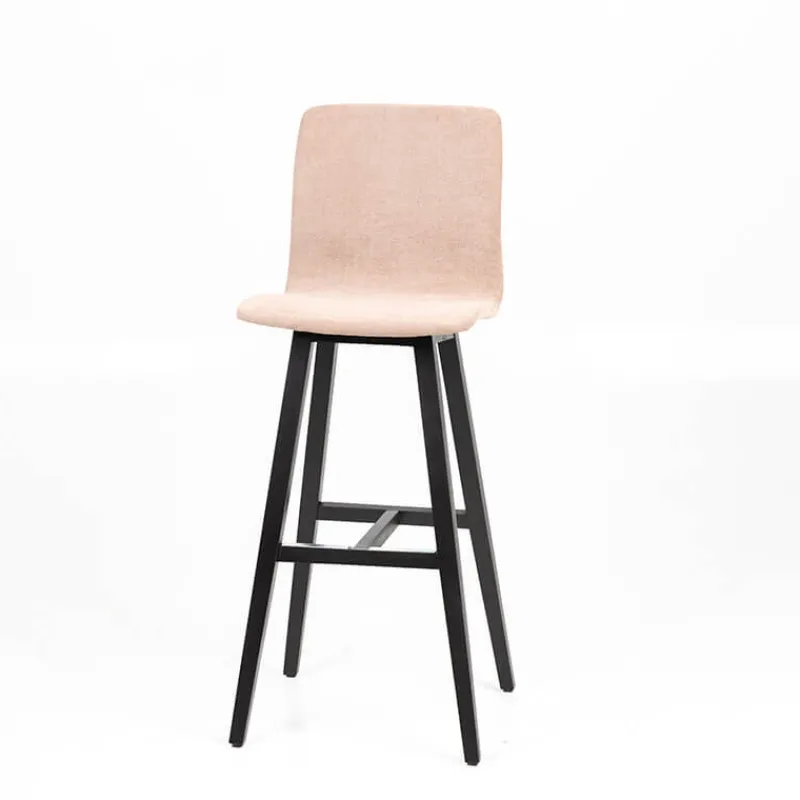 Sessio Amelie Tabouret bar en tissu et pieds en bois massif> Tabouret De Bar (assise +/- 80 Cm)
