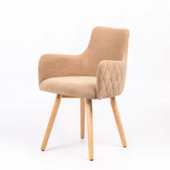 Sessio Anders diamant Fauteuil en tissu dos matelassé et pieds en bois><noscript><img width=