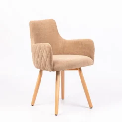 Sessio Anders diamant Fauteuil en tissu dos matelassé et pieds en bois><noscript><img width=