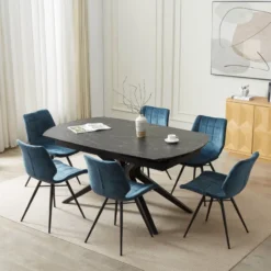 AngèleTable moderne extensible en céramique pieds métal> Table De Salle à Manger