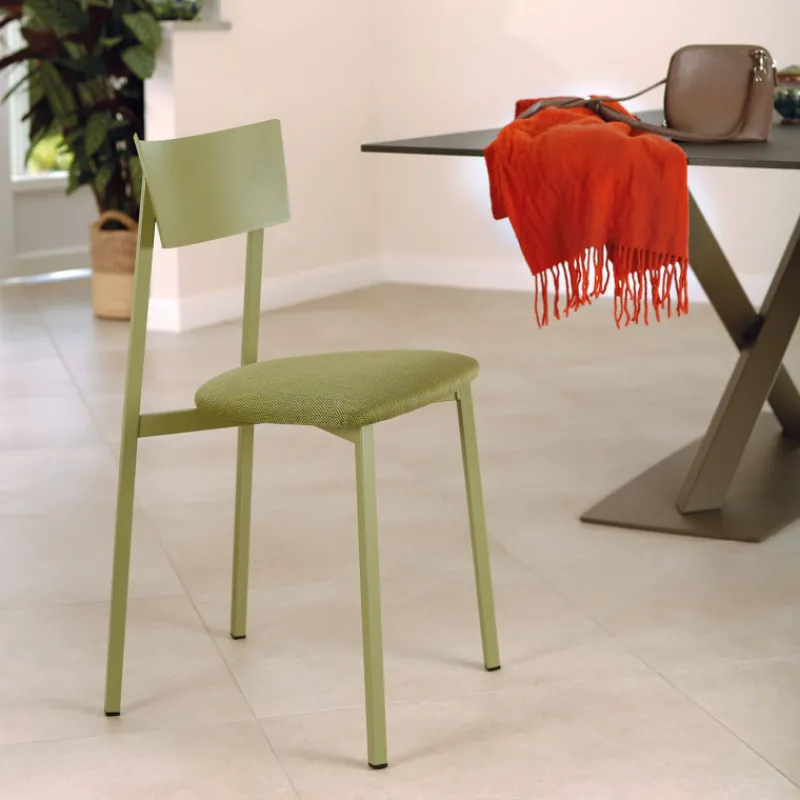 Carrier Anémone ® Chaise française avec assise en tissu rembourrée et dossier métal> Chaise De Salle à Manger