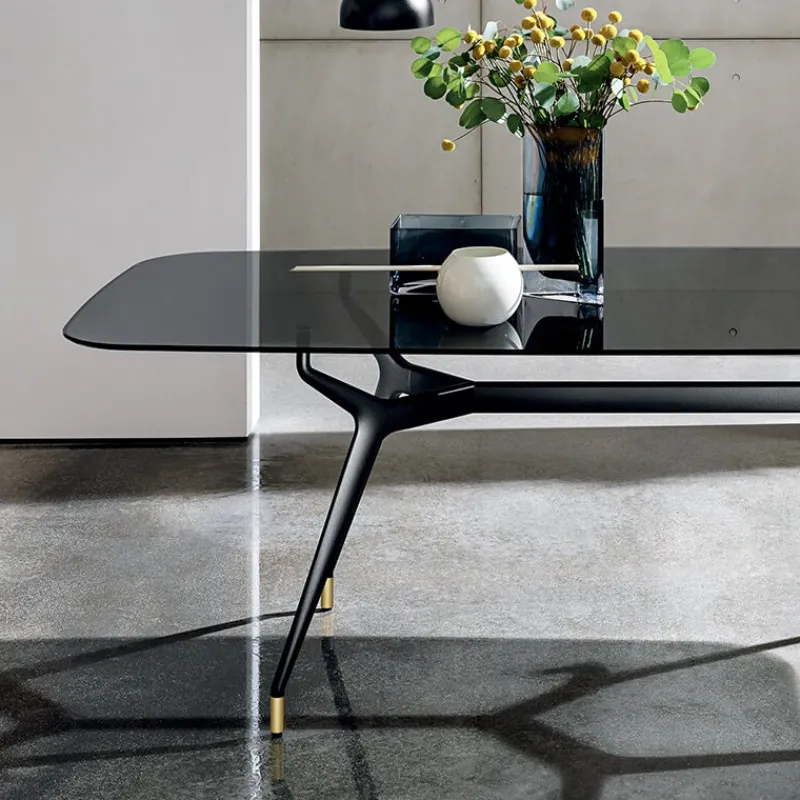 Sovet Italia Arkos Sovet® Table design rectangulaire en verre avec bords arrondis> Table De Salle à Manger