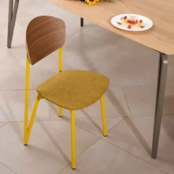 Carrier Artémis ® Chaise design française assise en tissu, dossier bois et pieds en métal> Chaise De Salle à Manger|Chaise Salon