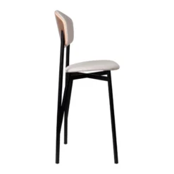 Carrier Artémis ® Tabouret snack design français assise et dossier en tissu dos en bois et pieds en métal><noscript><img width=