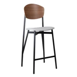 Carrier Artémis ® Tabouret snack design français assise en simili dossier bois et pieds en métal> Tabouret Snack (assise +/- 65 Cm)|Tabouret De Bar (assise +/- 80 Cm)
