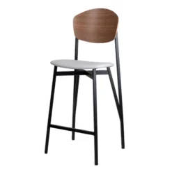 Carrier Artémis ® Tabouret snack design français assise en simili dossier bois et pieds en métal><noscript><img width=