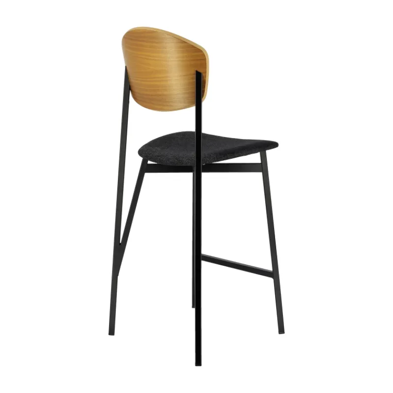 Carrier Artémis ® Tabouret snack design français assise en tissu dossier bois et pieds en métal> Tabouret Snack (assise +/- 65 Cm)|Tabouret De Bar (assise +/- 80 Cm)