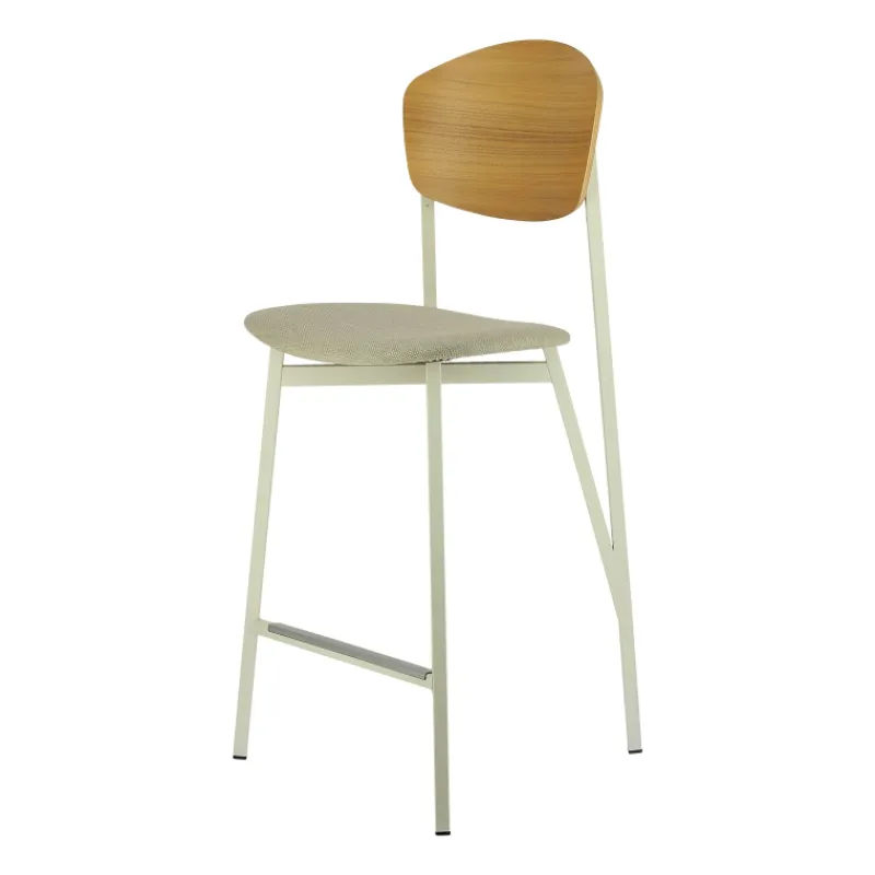 Carrier Artémis ® Tabouret snack design français assise en tissu dossier bois et pieds en métal> Tabouret Snack (assise +/- 65 Cm)|Tabouret De Bar (assise +/- 80 Cm)