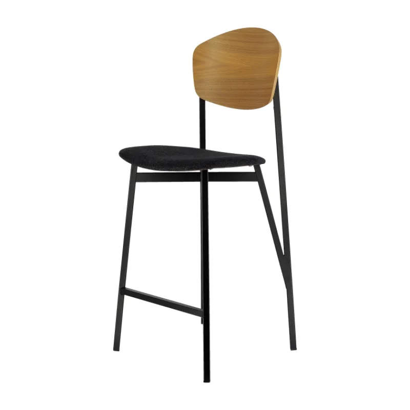 Carrier Artémis ® Tabouret snack design français assise en tissu dossier bois et pieds en métal> Tabouret Snack (assise +/- 65 Cm)|Tabouret De Bar (assise +/- 80 Cm)