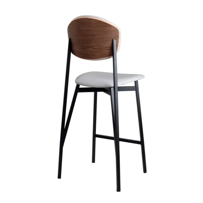 Carrier Artémis ® Tabouret snack design français assise et dossier en simili dos bois et pieds en métal> Tabouret Snack (assise +/- 65 Cm)|Tabouret De Bar (assise +/- 80 Cm)