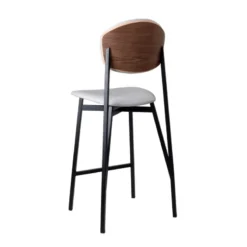 Carrier Artémis ® Tabouret snack design français assise et dossier en simili dos bois et pieds en métal><noscript><img width=