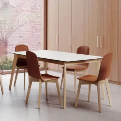 Cancio Atlas Table scandinave extensible en céramique avec pieds en bois><noscript><img width=