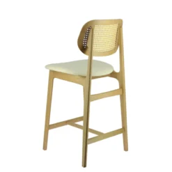 AugustinTabouret snack avec dossier en cannage et assise en tissu><noscript><img width=