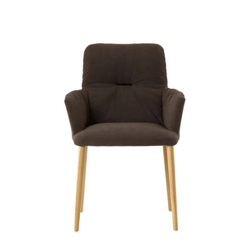 Mobitec Aura ® Chaise avec accoudoirs style cocooning en tissu et pieds bois> Chaise De Salle à Manger|Chaise Salon
