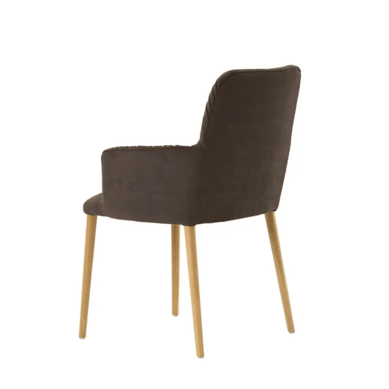 Mobitec Aura ® Chaise avec accoudoirs style cocooning en tissu et pieds bois> Chaise De Salle à Manger|Chaise Salon
