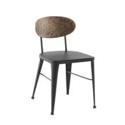Jayso Austin Chaise en métal industriel dossier bois><noscript><img width=