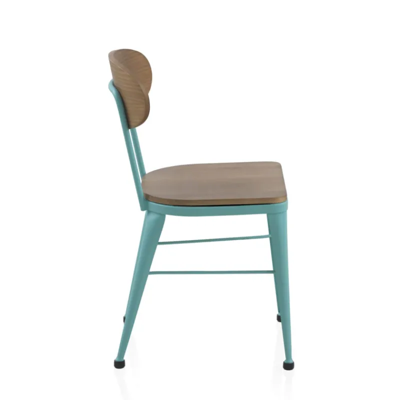 Jayso Austin Chaise industrielle vintage en bois et métal> Chaise De Cuisine|Chaise De Salle à Manger