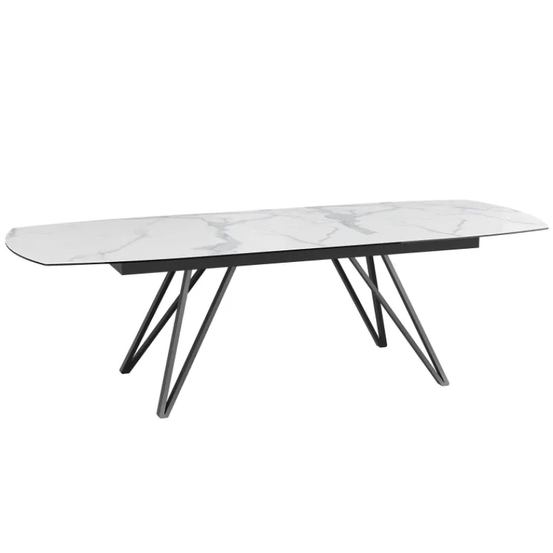 Akante BabyloneTable en céramique extensible avec pieds design en métal noir> Table De Salle à Manger