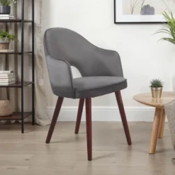 Sessio Bistrot Fauteuil cosy en tissu avec dossier ajouré et pieds bois> Chaise De Salle à Manger|Chaise Salon