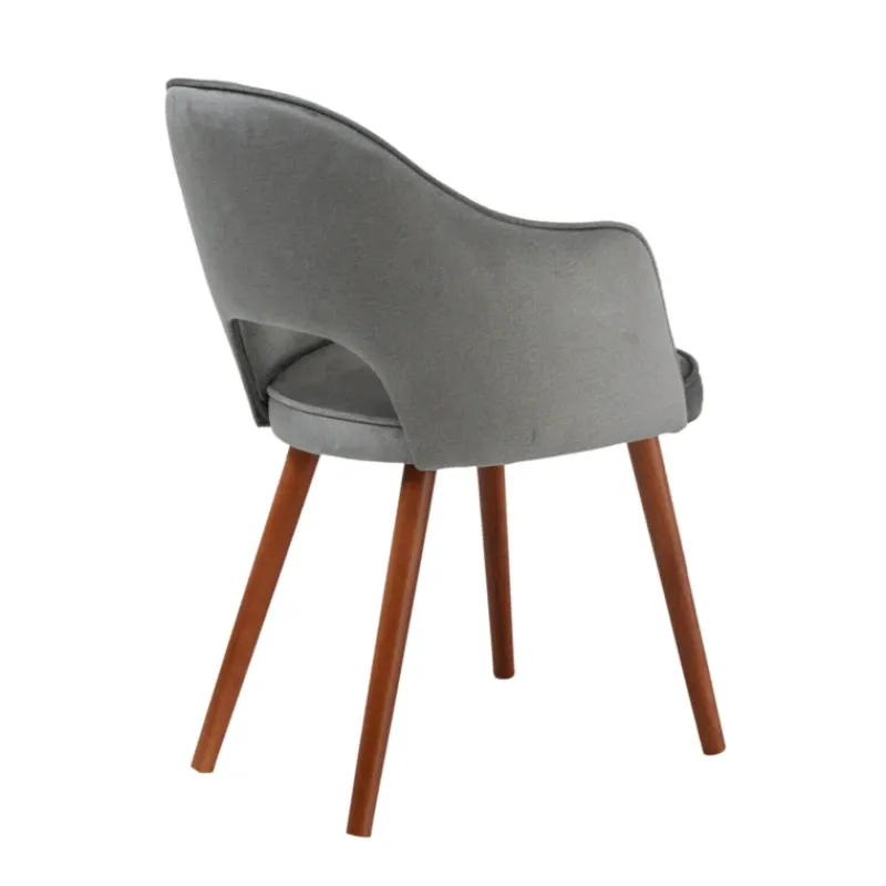 Sessio Bistrot Fauteuil cosy en tissu avec dossier ajouré et pieds bois> Chaise De Salle à Manger|Chaise Salon