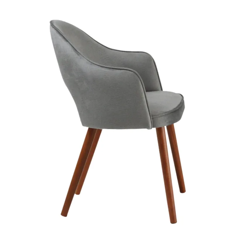 Sessio Bistrot Fauteuil cosy en tissu avec dossier ajouré et pieds bois> Chaise De Salle à Manger|Chaise Salon
