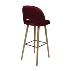 Sessio Bistrot Tabouret de bar en tissu dossier ajouré avec pieds en bois> Tabouret De Bar (assise +/- 80 Cm)