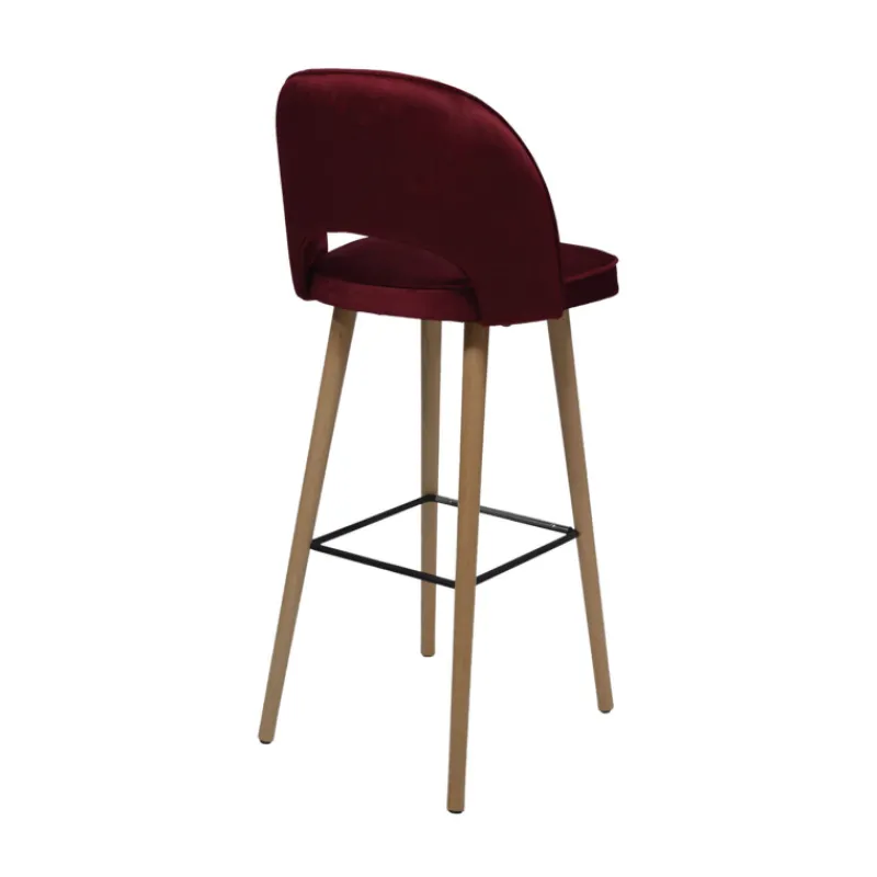 Sessio Bistrot Tabouret de bar en tissu dossier ajouré avec pieds en bois> Tabouret De Bar (assise +/- 80 Cm)