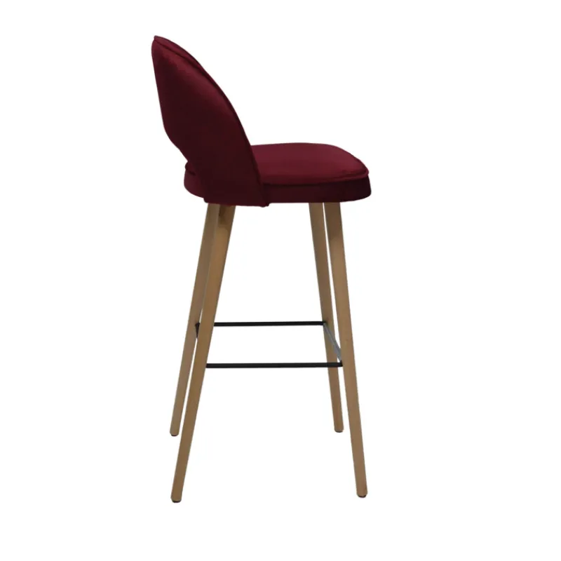 Sessio Bistrot Tabouret de bar en tissu dossier ajouré avec pieds en bois> Tabouret De Bar (assise +/- 80 Cm)