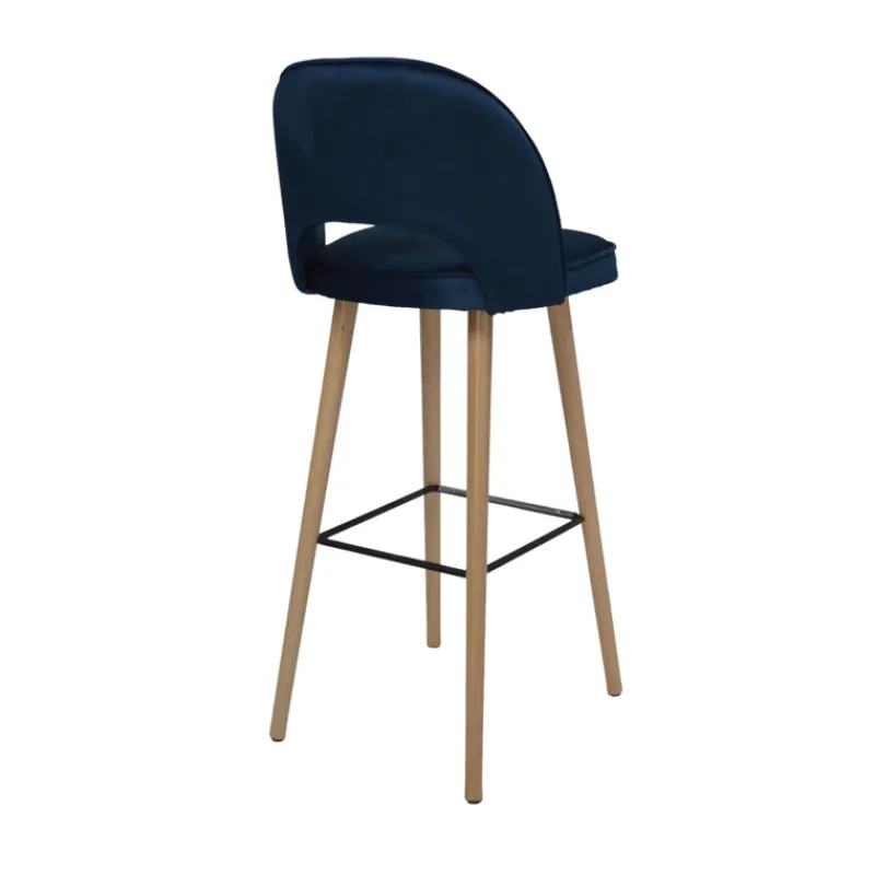 Sessio Bistrot Tabouret de bar en tissu dossier ajouré avec pieds en bois> Tabouret De Bar (assise +/- 80 Cm)