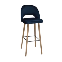 Sessio Bistrot Tabouret de bar en tissu dossier ajouré avec pieds en bois><noscript><img width=