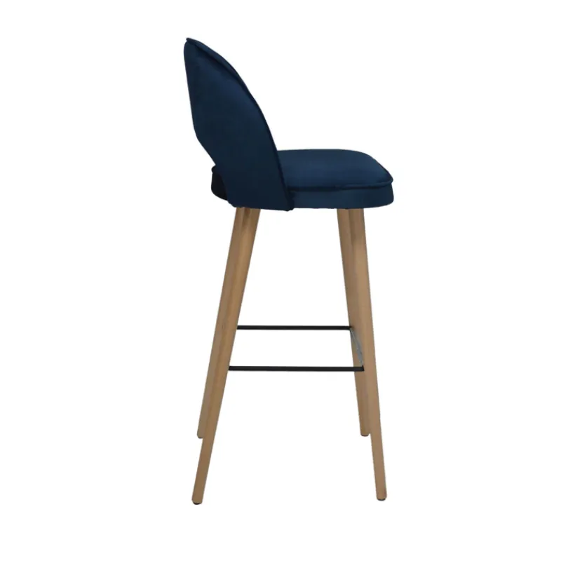 Sessio Bistrot Tabouret de bar en tissu dossier ajouré avec pieds en bois> Tabouret De Bar (assise +/- 80 Cm)
