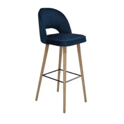 Sessio Bistrot Tabouret de bar en tissu dossier ajouré avec pieds en bois><noscript><img width=