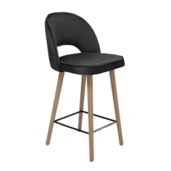 Sessio Bistrot Tabouret snack en tissu dossier ajouré avec pieds en bois><noscript><img width=