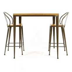 Jayso Bolonia AM412 Table industrielle carrée en métal et bois><noscript><img width=