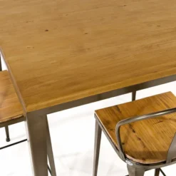 Jayso Bolonia AM412 Table industrielle carrée en métal et bois><noscript><img width=