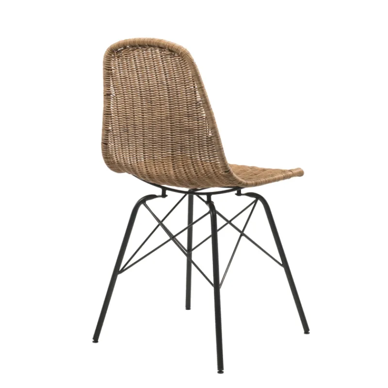 BornéoChaise tressée bohème avec pieds Eiffel> Chaise De Salle à Manger|Chaise Salon